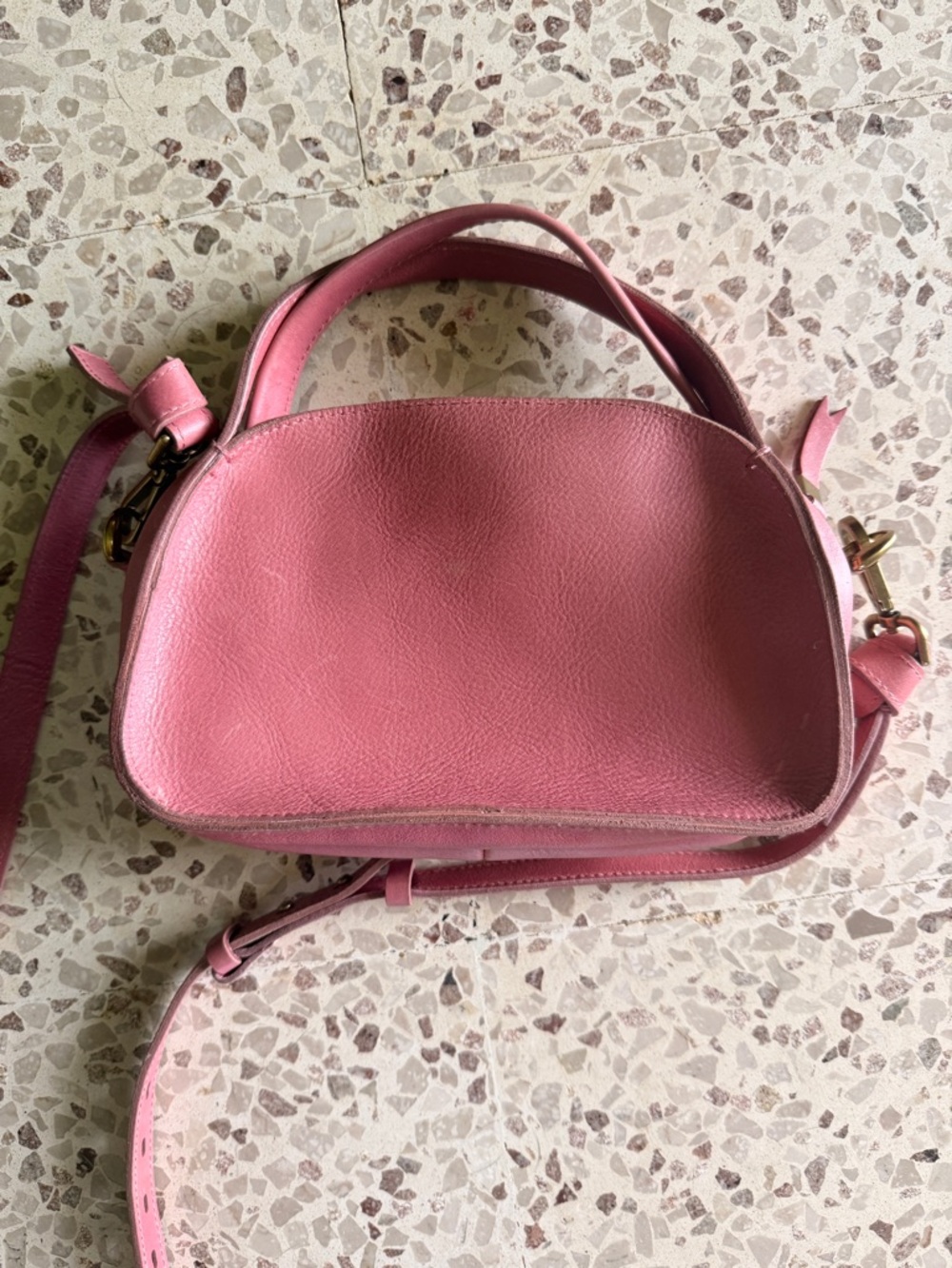 Madewell Pink Leather Crossbody Satchel